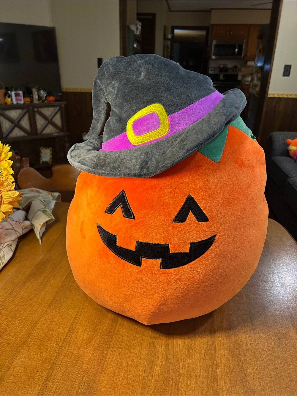 Squishmallow Large Plush Pumpkin Jack-O'-Lantern - Orange & Black